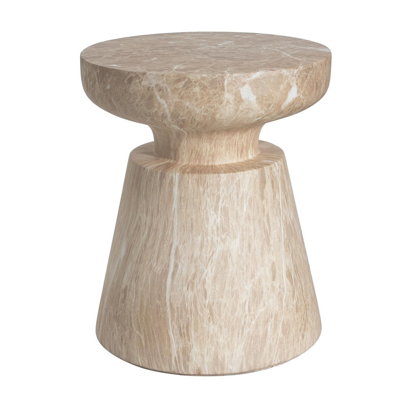 Table d'appoint d'extérieur en travertin Ponti, Glod, Doré