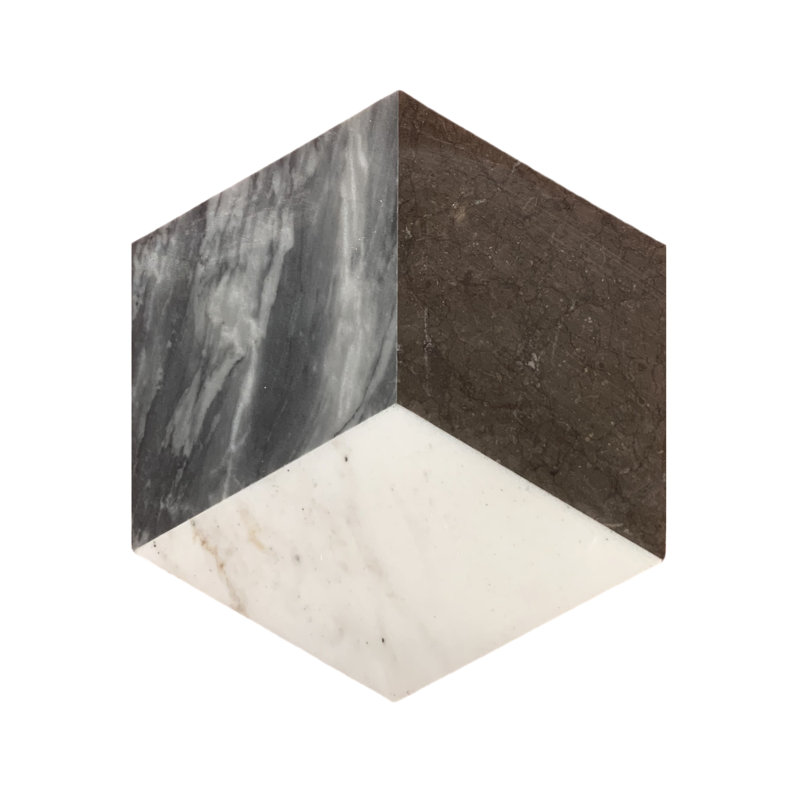 Carreau hexagonal en pierre naturelle - blanc gris noir, 11,5 po de profondeur, ajoute du luxe à l'espace intérieur marbré noir gris couleurs, 9,93 de large, beau plancher et mur