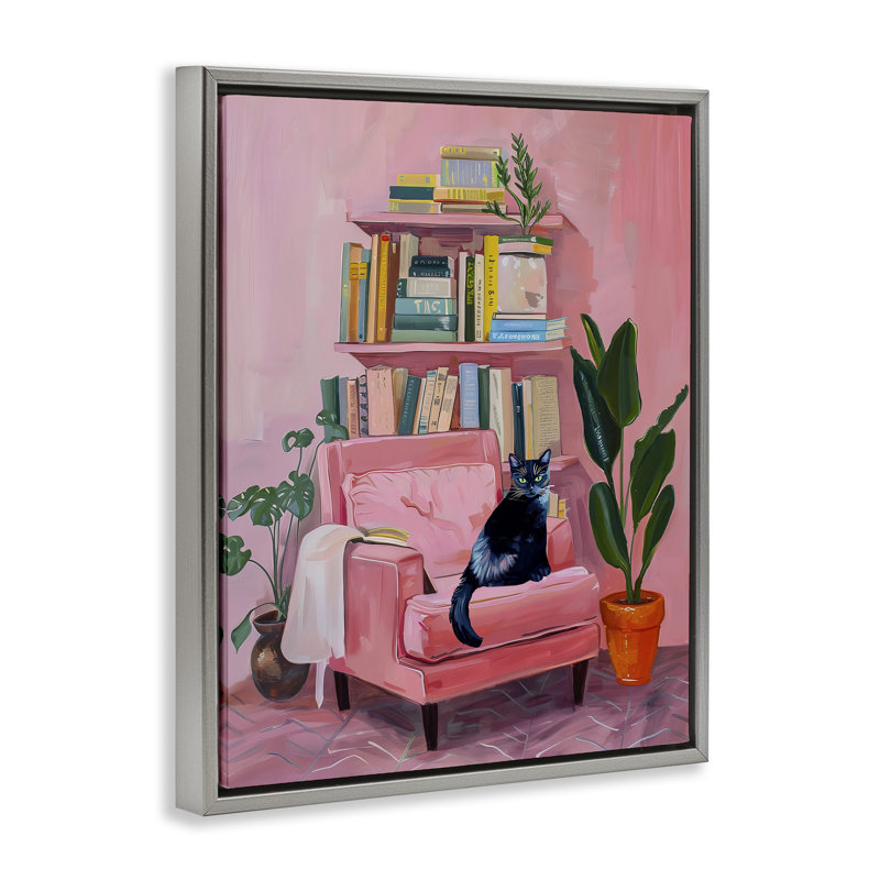 Cadre flottant rose Calm & Cozy, design par Lil 'Rue, H 21 po x l 17 po, Cadre flottant gris lustré