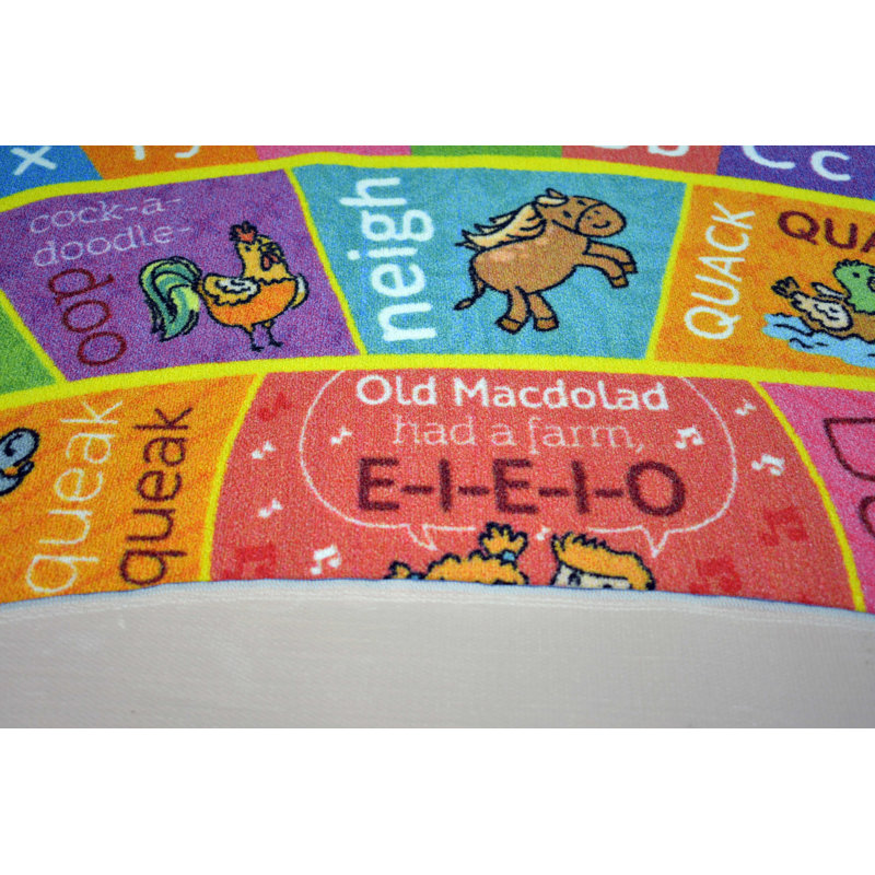 ABC Alphabet Animaux Jeu éducatif pour enfants Tapis de salle de bain, Ovale 3 pi 3 po x 4 pi 7 po