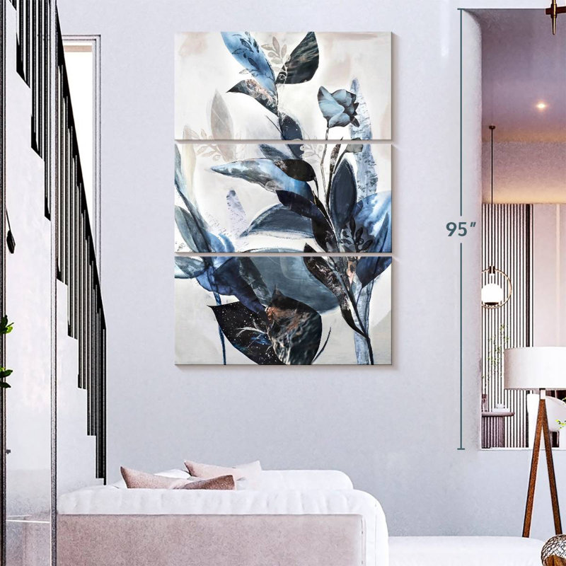 Harnek feuilles bleues, H 74 po x l 48 po