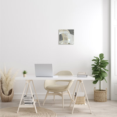 «Rocky Landscape Abstraction Neutral Tone Circular Shapes», art mural sur toile tendue surdimensionné par June Erica Vess
