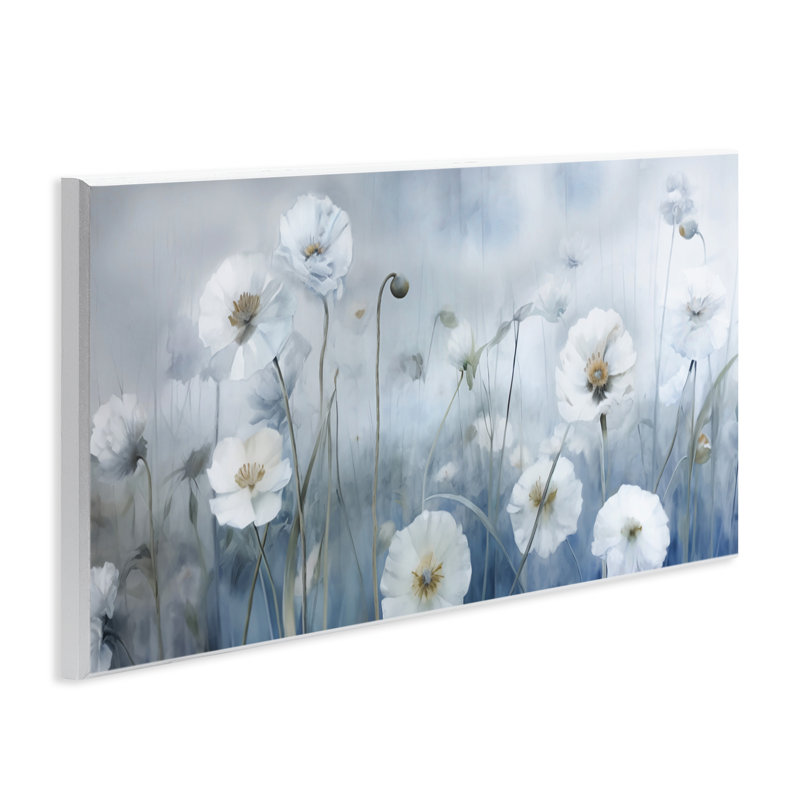 White Poppies Meadow Wall Plaque Art, design by Irene Weisz