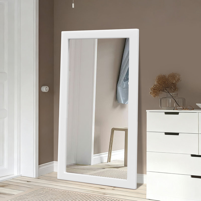 Miroir mural en bois surdimensionné pleine grandeur, 65 po x 30 po, Blanc