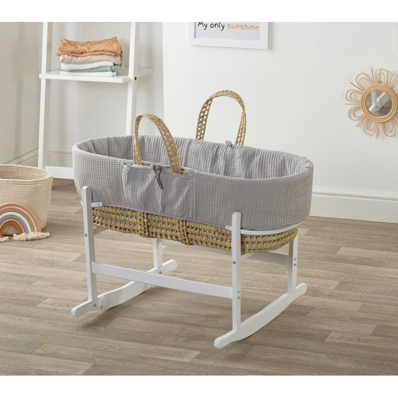 Moses Basket With Stand with Mattress, Grey, White