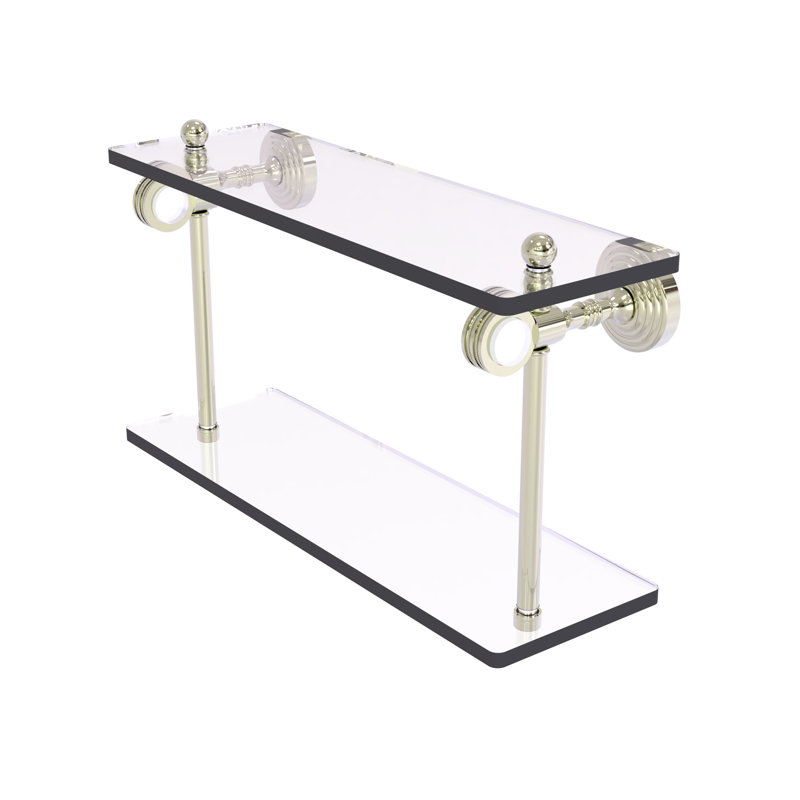 Étagère à 2 niveaux Jarrell, H 5,12 po x l 16 po x p 9,3 po, Nickel poli