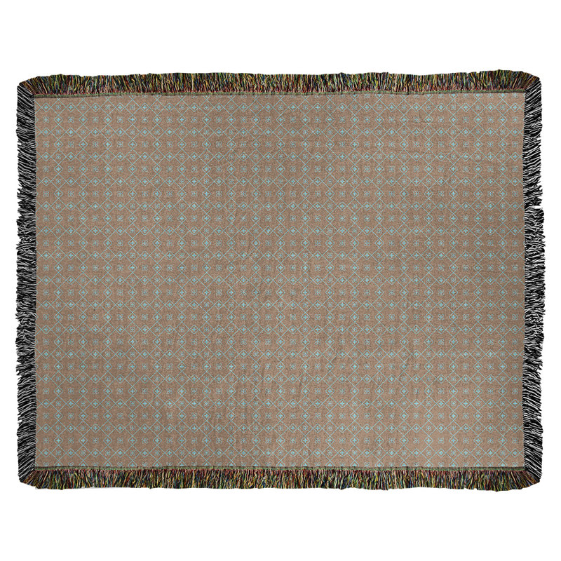 Couverture en coton tissé Katelyn Elizabeth, l 60 po x L 80 po, Brun et bleu