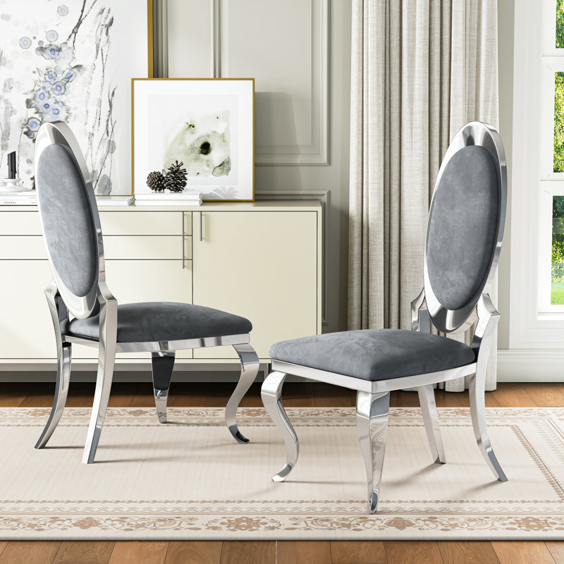 Chaise de salle à manger Miluc, Gris, Argent