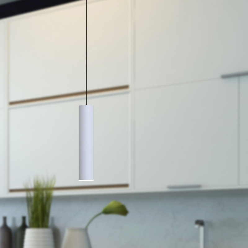 Luminaire suspendu cylindrique à 1 lumière Nevcivan, Blanc