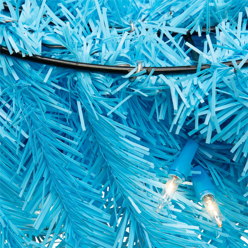 Pre-Lit Artificial Pine Christmas Wreath - 24" - Clear Lights, Sky Blue