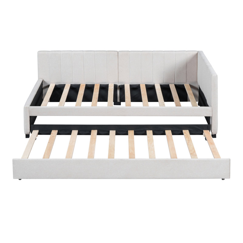 Lit de jour en tissu d'ameublement (beige)