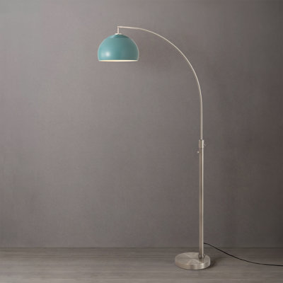 Lampe de chevet Ellerbe, abat-jour bleu piscine, laiton patiné