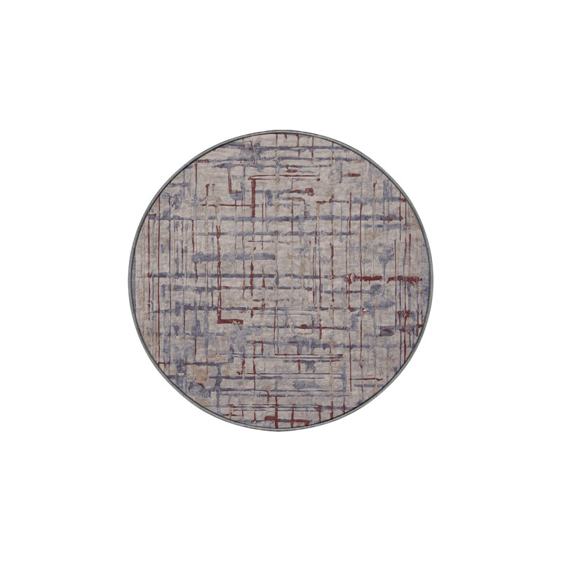 Tapis gris lavable à la machine, Rond 5 pi