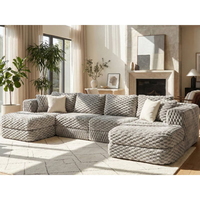Canapé modulaire en forme de U de 135 po avec repose-pieds, sans assemblage requis
