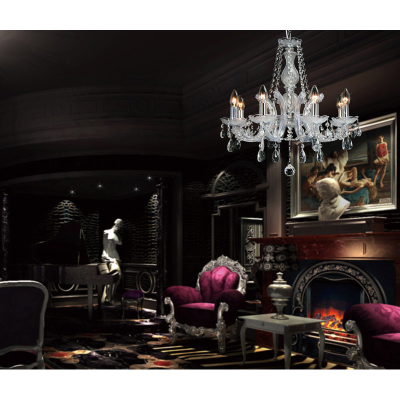 Jansen 8 - Light Candle Style Chandelier, Polished Chrome