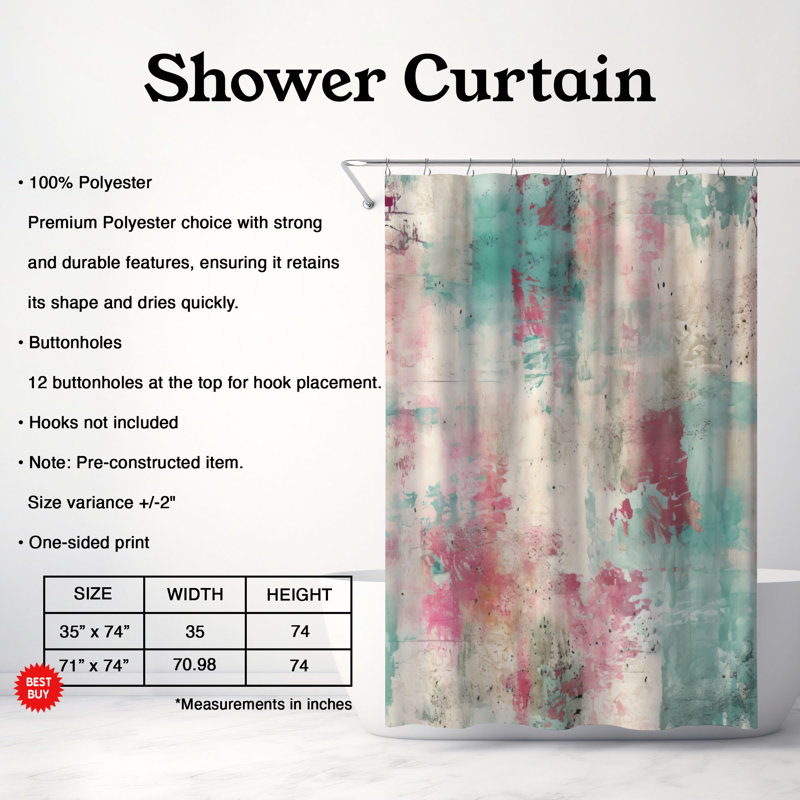 Rideau de douche Teal Rustic - Premium, H 74 po x l 71 po