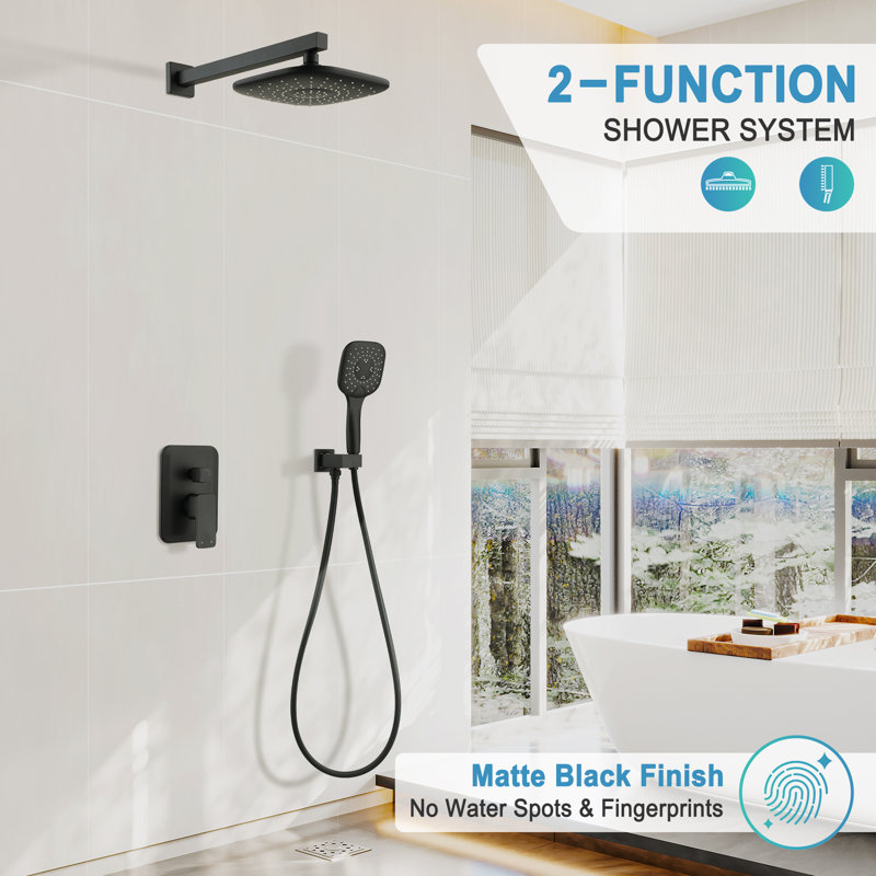 9" Wall Mounted Complete Shower System With 3 Spray Handheld Shower