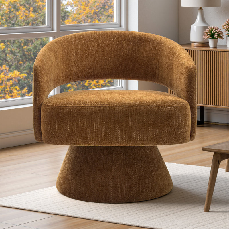 Upholstered Swivel Armchair, Orange
