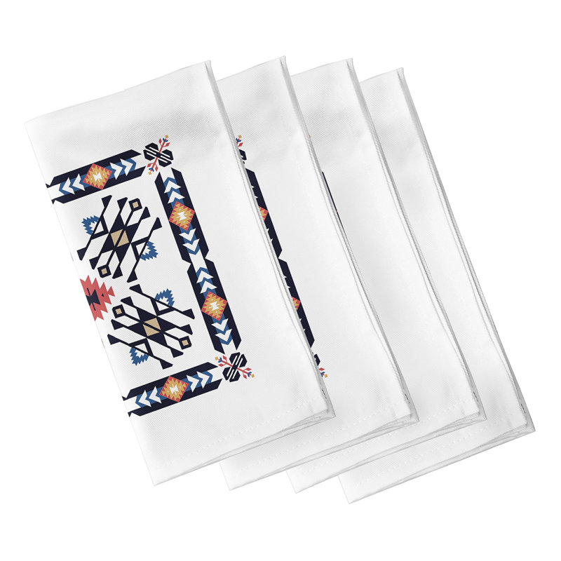 Alfreda Polyester Geometric Square Napkin, Navy Blue
