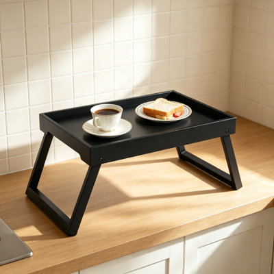 Plateau de lit en bambou avec pieds pliables pour manger, déjeuner, travailler sur ordinateur portable, grignoter sur le canapé, lire et dessiner – Support portable robuste pour la maison, la cuisine et l'hôpital