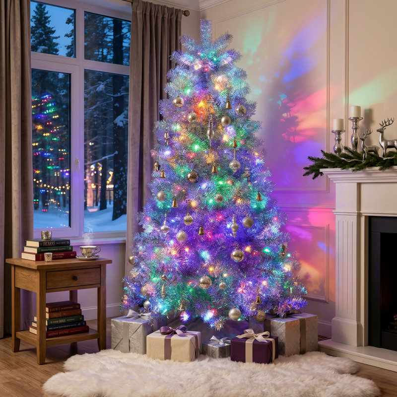 Arbre de Noël éclairé 6 pi avec 11 modes d'éclairage, arbre de Noël pour l'intérieur et l'extérieur