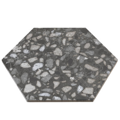 Terrazzo Hexagon 11" x 9" Porcelain Singular Tile Floor Use Tile
