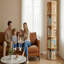 Bibliothèque rotative à 5 niveaux, grande bibliothèque ronde sur pied avec une rotation de 360 °, étagère de rangement en bois pour la chambre à coucher, le salon, le bureau personnel, naturel.