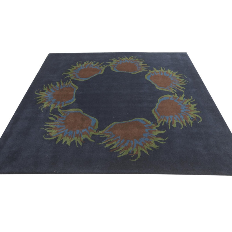 Tapis carré bleu marine Navin