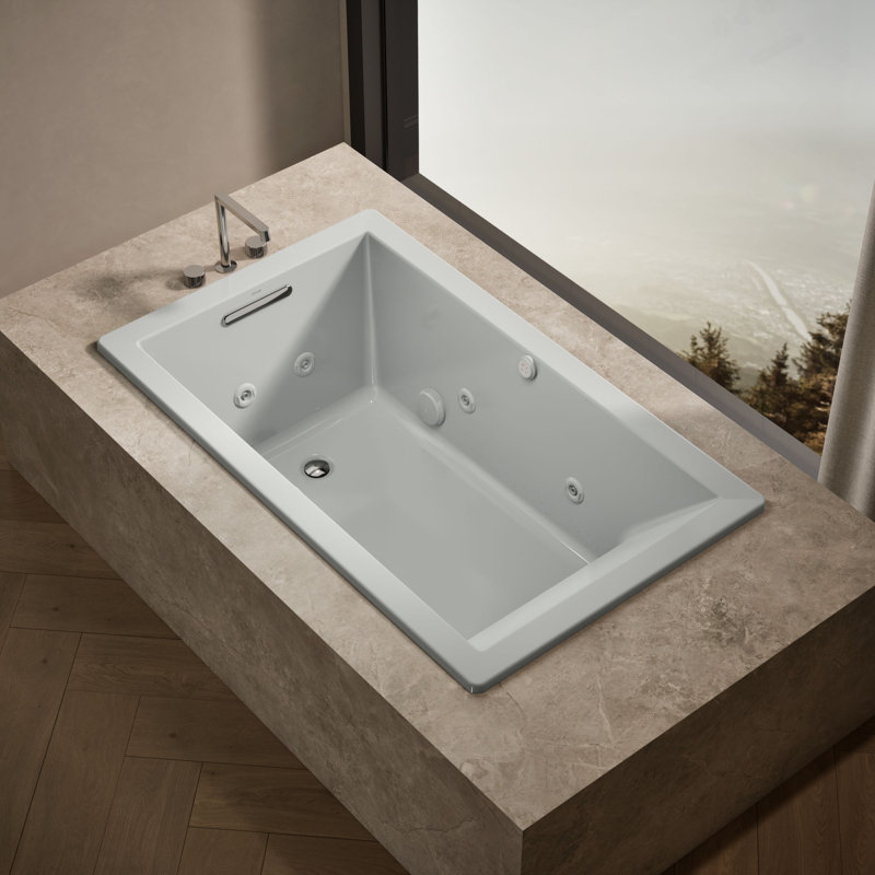 Underscore 60" x 36" Undermount Whirlpool Acrylic Bathtub, Ice Grey