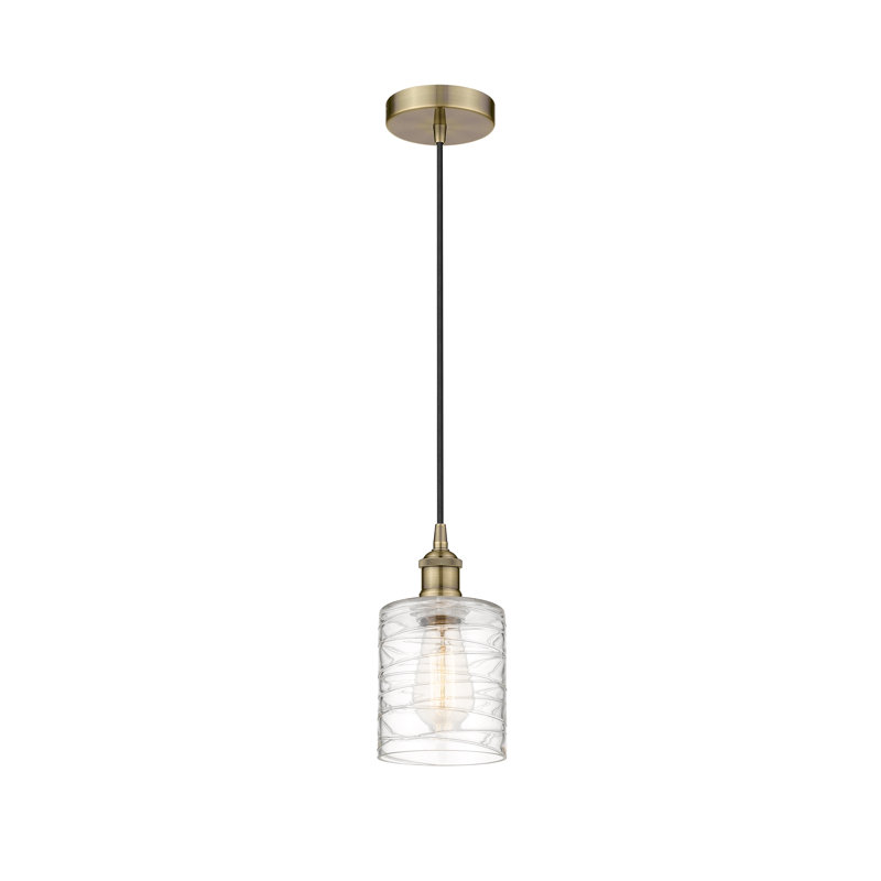 Luminaire suspendu cylindrique simple à 1 lumière Karon, Laiton antique