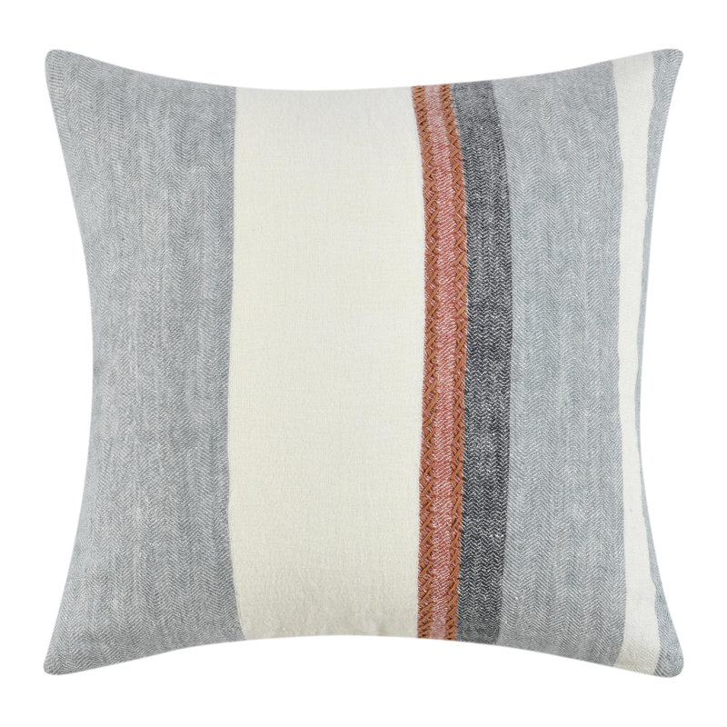 Coussin décoratif en lin rayé Caylor