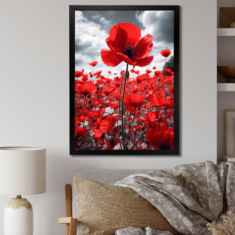 Weixel Flower Field Scarlet Symphony I - impression, Cadre photo noir, H 20 po x l 12 po x P 1 po