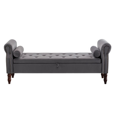 Minaal Velvet Upholstered with Arms Storage Bench