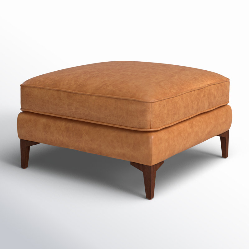 Repose-pieds en cuir véritable Essex, Cuir véritable brun clair