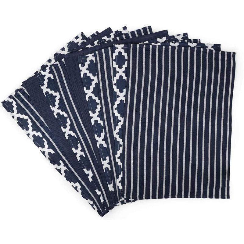 Stripe Jacquard Tea Towel Kitchen Towel, Navy