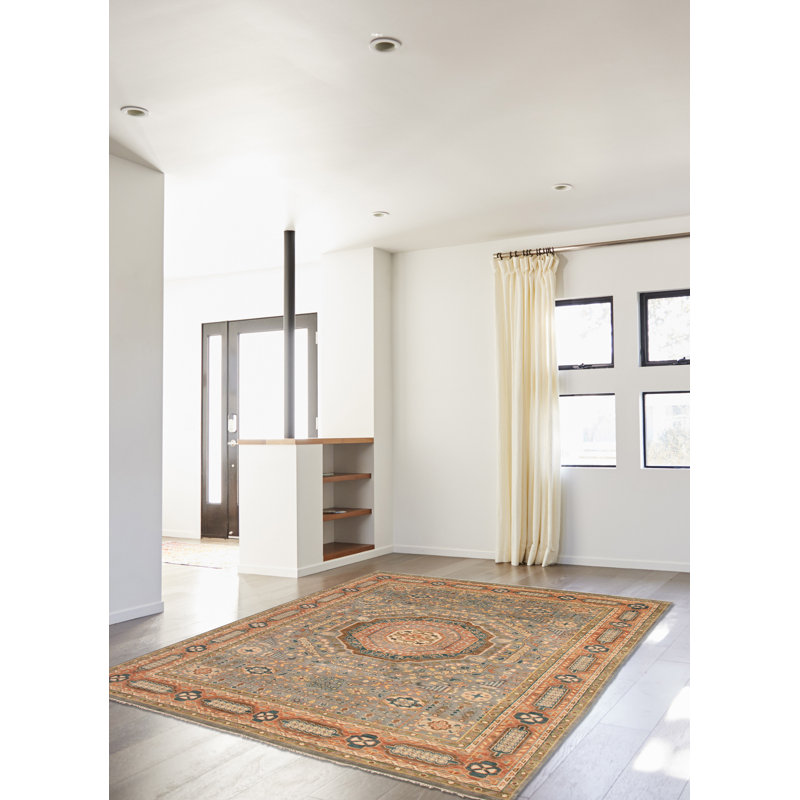 Tapis gris en laine noué à la main 11 pi 11 po x 15 pi 1 po Jules Serapi