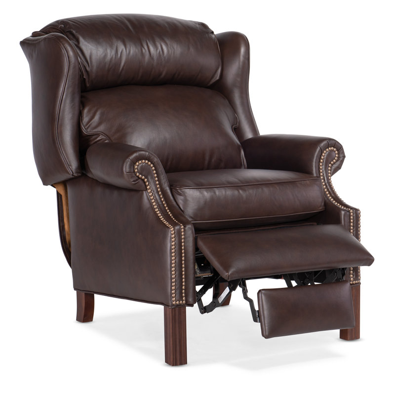 Chippendale Recliner, Central Park Brown Genuine Leather