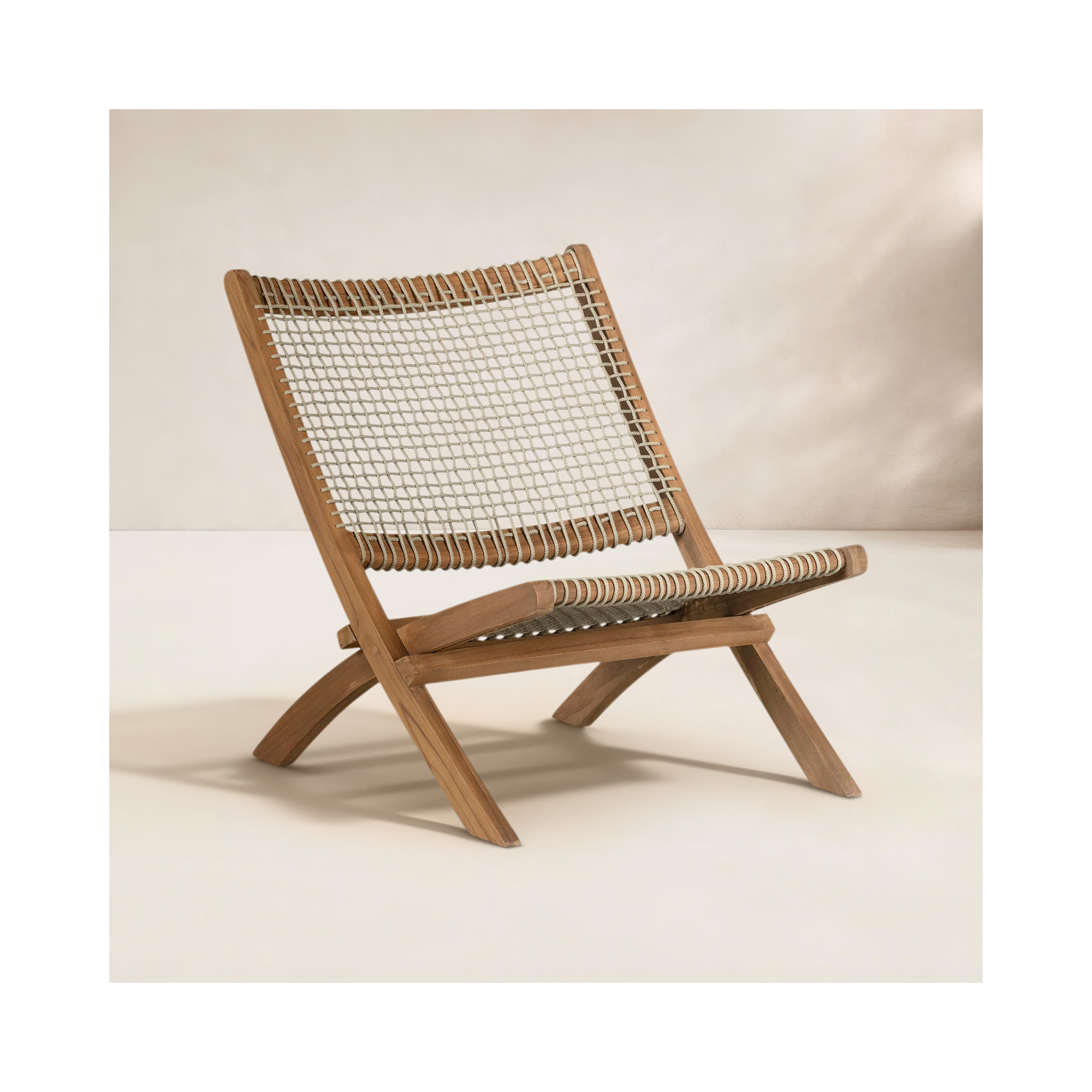Agave Teak Outdoor Armless Lounge Chair, Gray, Natural