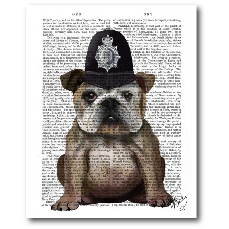 « bouledogue policiers », impression sur toile tendue