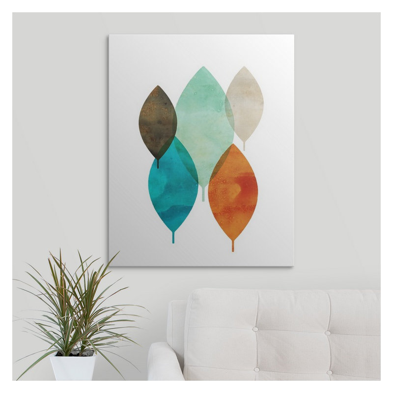 «Mod Leaves I», impression, H 30 po x l 24 po x P 1,5 po, Toile