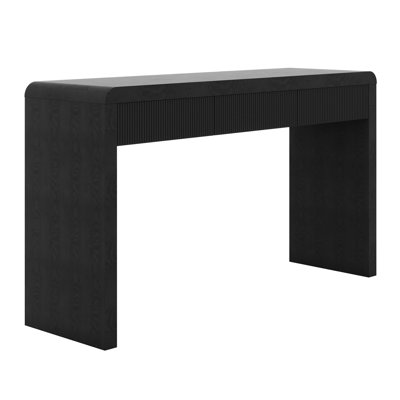 Console Table With 3 Fluted Drawers, Rustic Sofa Tables With Solid Wood Veneer & Wood Grain For Entryway Hallway Living Room