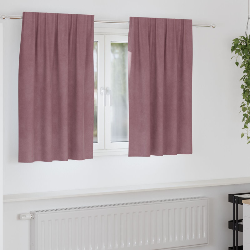 Curtains Polyester 140Cm Sound-Absorbing, Pink, 140cm Width x 140cm Drop