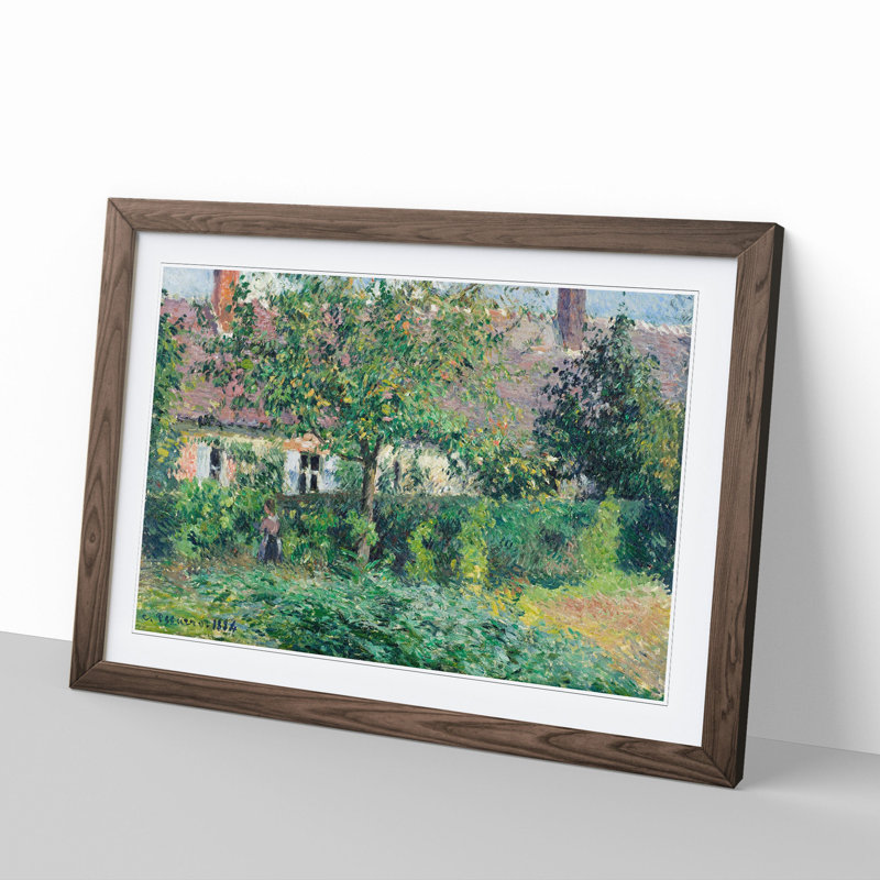The Peasant House by Camille Pissarro - Picture Frame Painting, 27cm H x 36cm W x 2cm D, Walnut Framed