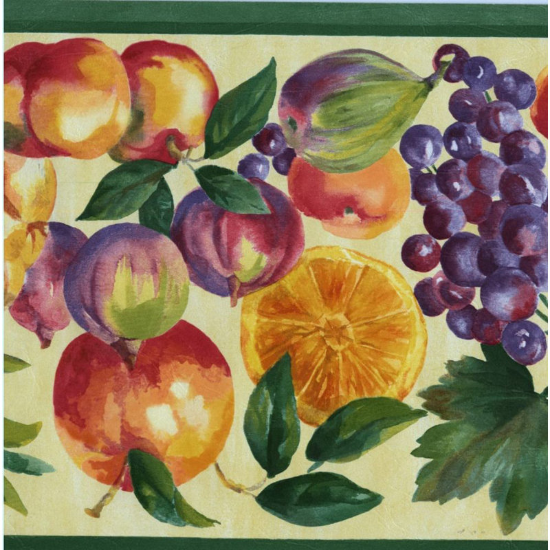 Bordure de papier peint à motif de pommes et de raisin orange L 15 pi x l 9 po Apples