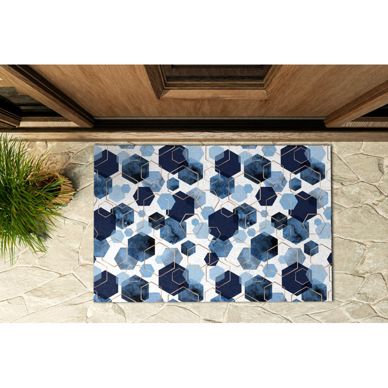 Non-Slip Geometric Outdoor Doormat, W60 x L90 cm