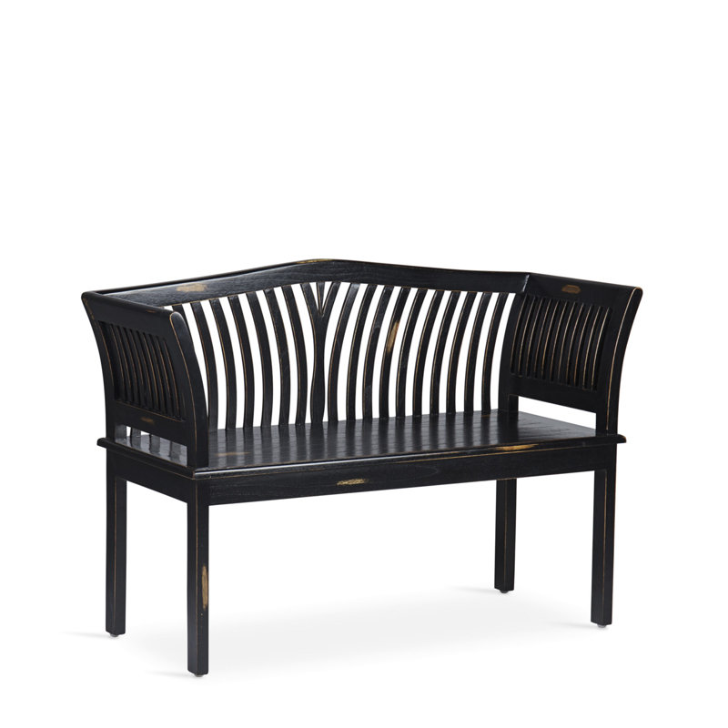 Solid Wood Bench, Aged Black