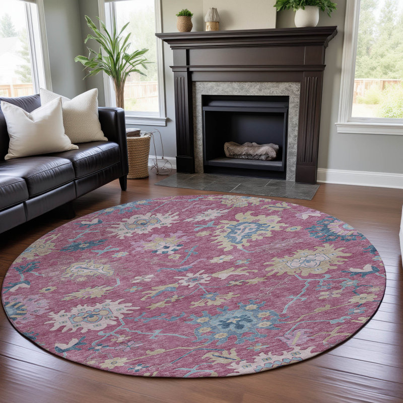 Premium Machine Washable Gurubaksh AMF1154 Global Rug, Round 8'