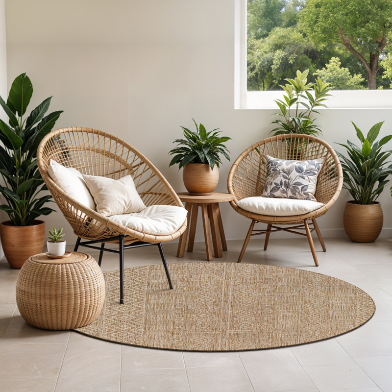 Ranota Ranota Indoor & Outdoor Boho Brown Rug, Round 160cm