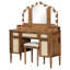 Ensemble de coiffeuse 44,37 "avec tabouret, 13 ampoules Hollywood et 3 modes d'éclairage, coiffeuse à miroir triple pliable avec tabouret rembourré, station de charge, beaucoup de rangement, espresso-1316888808