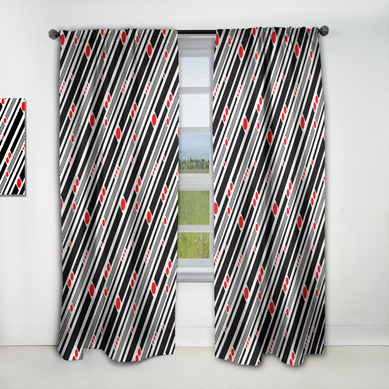 Rideau simple occultant rétro à motif géométrique minimaliste rétro de style Mid-Century, L 52 po x L 63 po